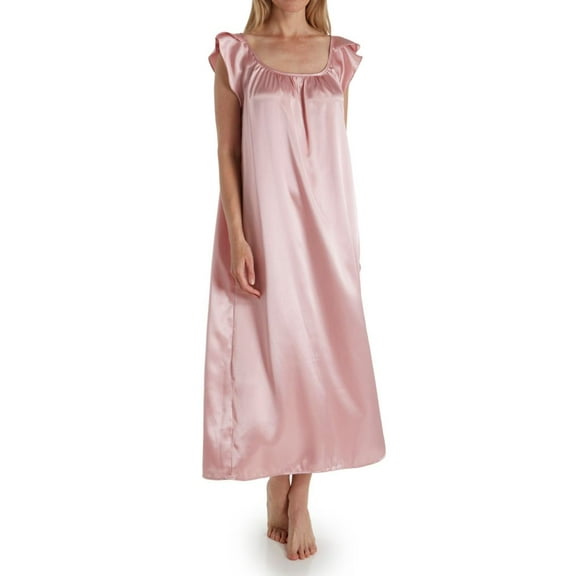Women's Amanda Rich 209-40 Satin Long Gown with Flutter Sleeve (Dusty Rose L)