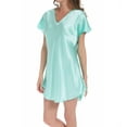 thumbnail image 1 of Women's Amanda Rich 412-40 Bias Cut Satin T-Shirt Gown (Aqua M), 1 of 4