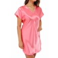 thumbnail image 1 of Women's Amanda Rich 412-40 Bias Cut Satin T-Shirt Gown (Coral M), 1 of 4