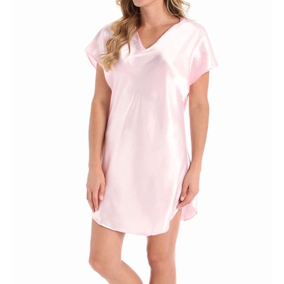 Women's Amanda Rich 412-40 Bias Cut Satin T-Shirt Gown (Rose L)