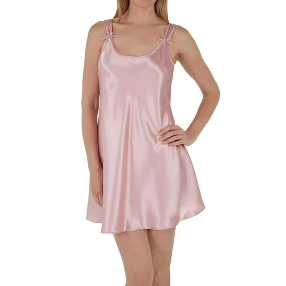 Women's Amanda Rich 561D-40 9Satin Bias Cut Short Gown (Dusty Rose L)