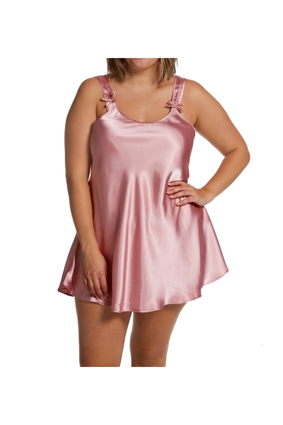 Women's Amanda Rich 561D-4X Plus Satin Bias Cut Short Gown (Dusty Rose 2X)