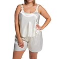 thumbnail image 1 of Women's Amanda Rich 563-40X Plus Satin Camisole Short Set (Ivory 2X), 1 of 1
