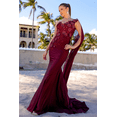 thumbnail image 1 of Women's Amelia Couture 388 One Shoulder Cape Long Floral Formal evening elegant Dress Wine Burgundy 14, 1 of 1