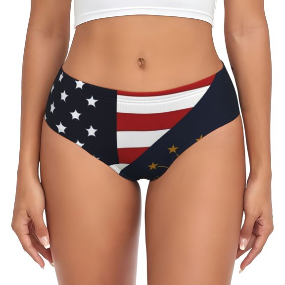 Women's America Indiana Flag Seamless Hipster Panties Stretch printed Bikini Underwear X-Small