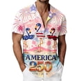thumbnail image 1 of Men's Vintage American Flag Hawaiian Bowling Shirts, 250th Anniversary Patriotic 4th of July Casual Button Down Short Sleeve Beach Tees, 1 of 4