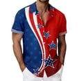 thumbnail image 1 of Men's Vintage American Flag Hawaiian Bowling Shirts, 250th Anniversary Patriotic 4th of July Casual Button Down Short Sleeve Beach Tees, 1 of 4