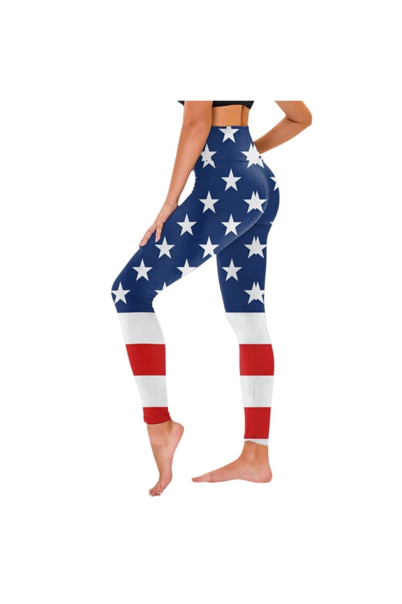 Women's American 4th of July Leggings Hight Waist Pants Yoga Running Pilates Gym Yoga Pants Tights Compression Yoga Running Fitness Clothes