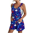 thumbnail image 1 of Women's American Flag Cotton Linen Jumpsuits 2025 Summer Wide Leg Short Romper with Adjustable Straps, Patriotic Casual Vacation Outfits, 1 of 7
