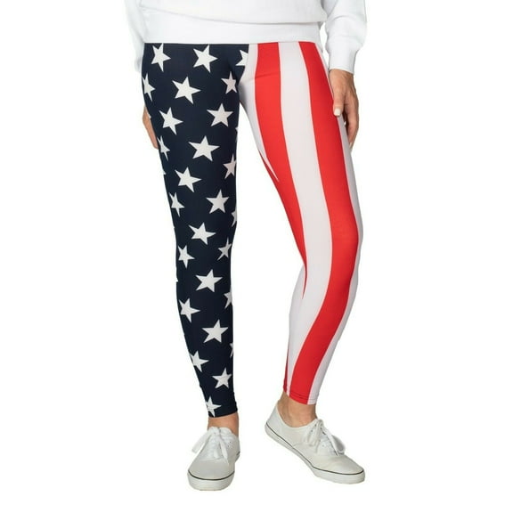 Women's American Flag Patriotic Leggings with Bracelet