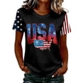 thumbnail image 1 of Women's American Flag Print T Shirts 4th of July Patriotic Independence Day Crew Neck Short Sleeve Tops Summer Casual Pullover Tees, 1 of 4