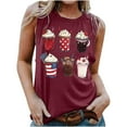 thumbnail image 1 of Women's American Flag Print Tank Top Summer Crew Neck Sleeveless Tee Tank Funny Casual 250th Anniversary Tee Shirts Wine, 1 of 4