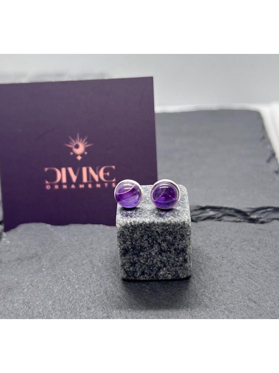 Stud Purple Amethyst Earrings 8 ct. t.w. 925 Sterling, Sterling Silver