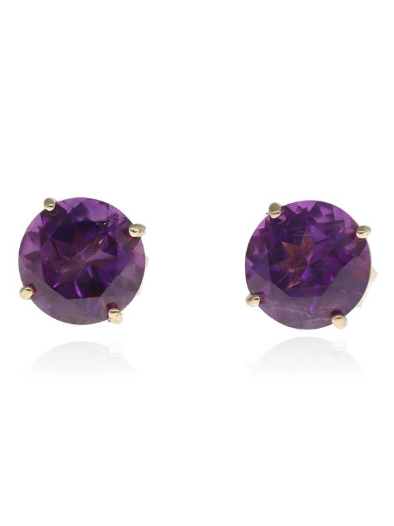 Round Stud Purple Amethyst Earrings 8 ct. 925 Sterling, Sterling Silver Stud For Beloved