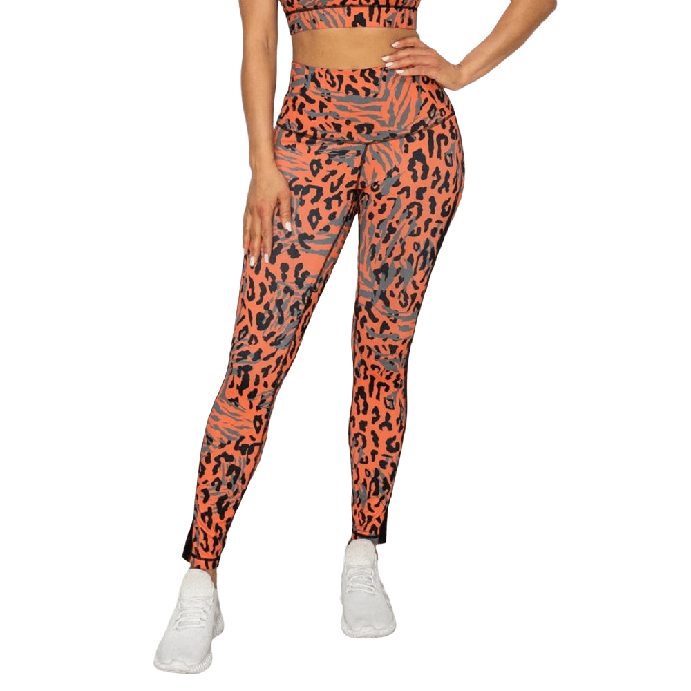 Women's Aminal Pinted Activewear Leggings - Cheetah Meets Tiger Printed , M  