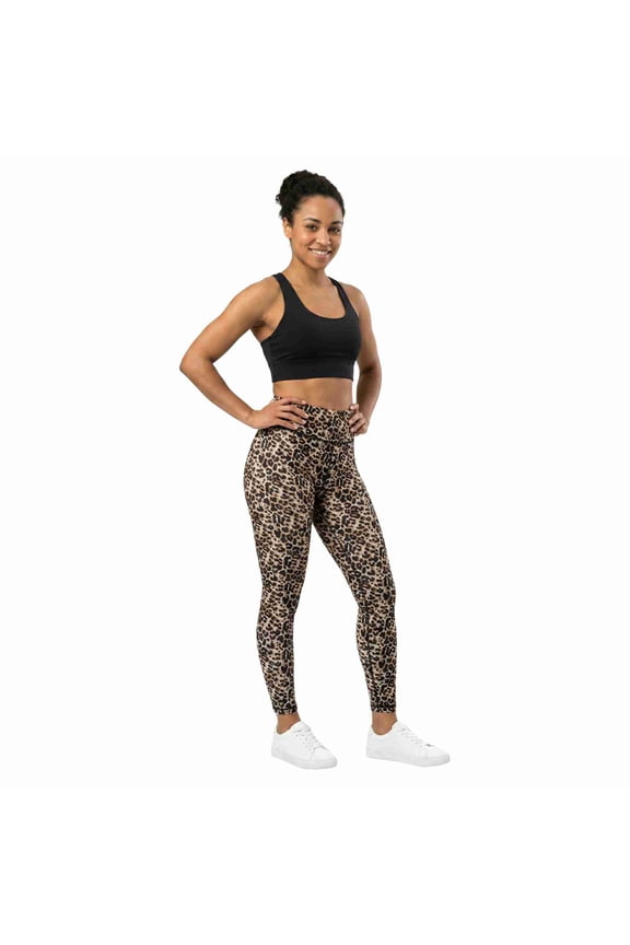 Women's High Waisted Animal Print Performance Activewear Leggings Cheetah Print Large