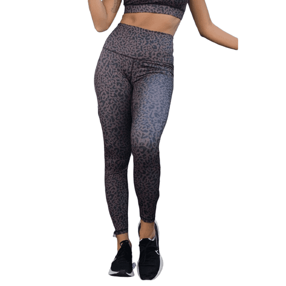 Women's Aminal Pinted Activewear Leggings - Hug Your Curves Leopard , L