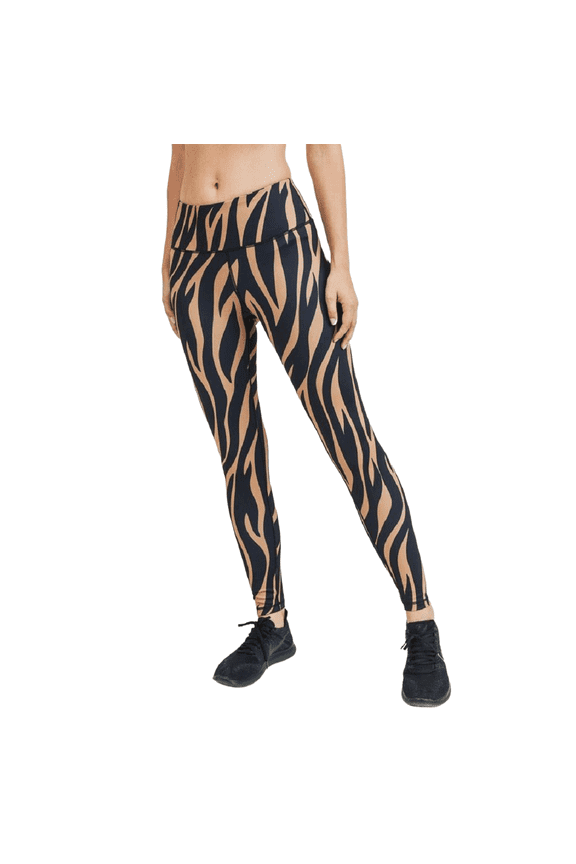 Women's Aminal Pinted Activewear Leggings - Tiger Striped - Black , S