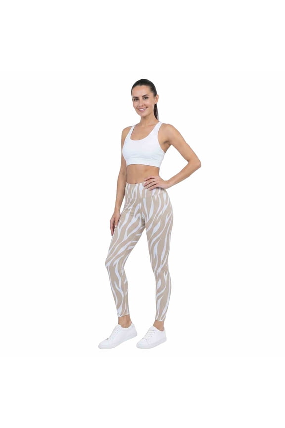 Women's Mid Rise Animal Print Performance Activewear Leggings Nude Medium