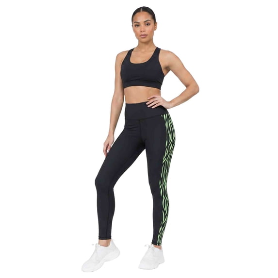 COUVER Women's High Waisted Animal Print Performance Activewear Leggings Green Medium
