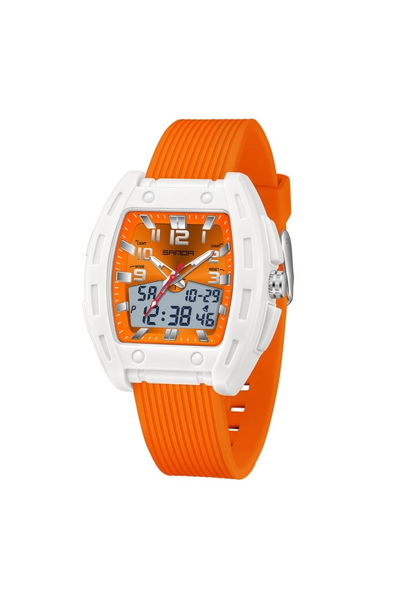 Women's Analog Digital Watch, 5ATM Waterproof Square Sport Wristwatch with Backlight, Dual Time Alarm Stopwatch