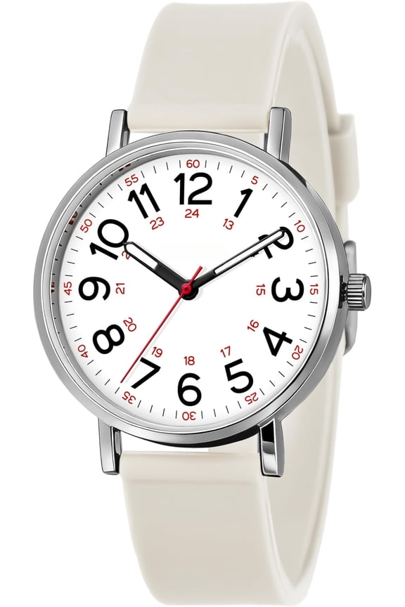 Women's Analog Nurse Watch with Second Hand for , 12/24 Time, Band, Easy Read