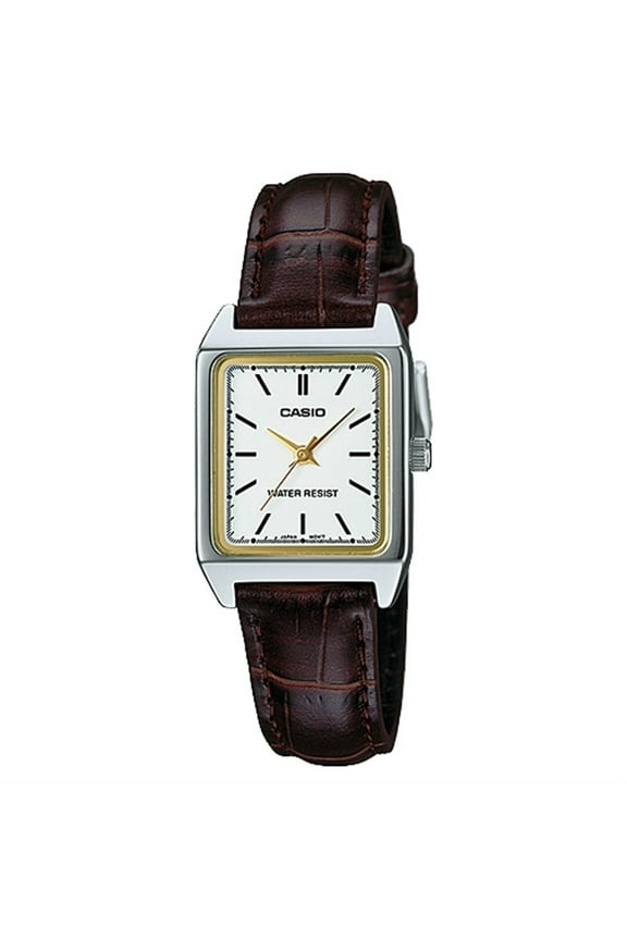 Women's Analog Quartz Stainless Steel Brown Leather Watch LTPV007L-7E2