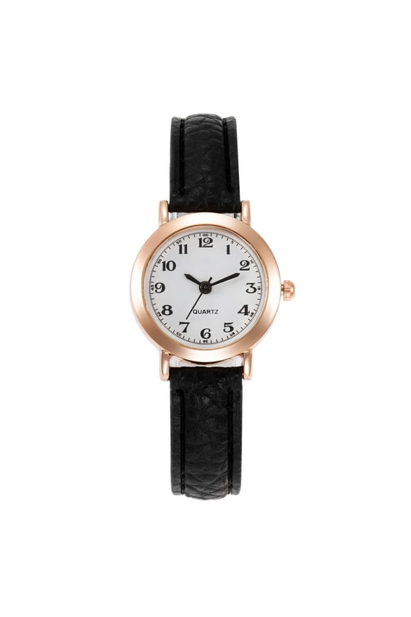 Women's Analog Quartz Watch, 30mm Round Dial with Brown Faux Leather Strap, Casual Minimalist Wristwatch for Ladies