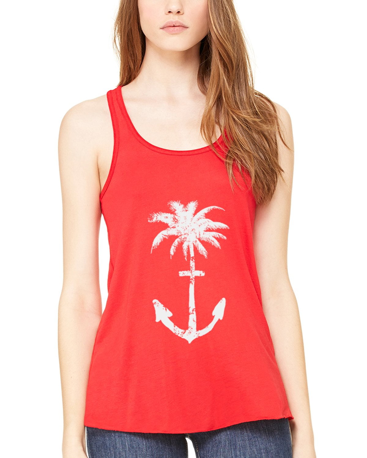 Women's Anchor Palm Flowy Racerback Tank Top