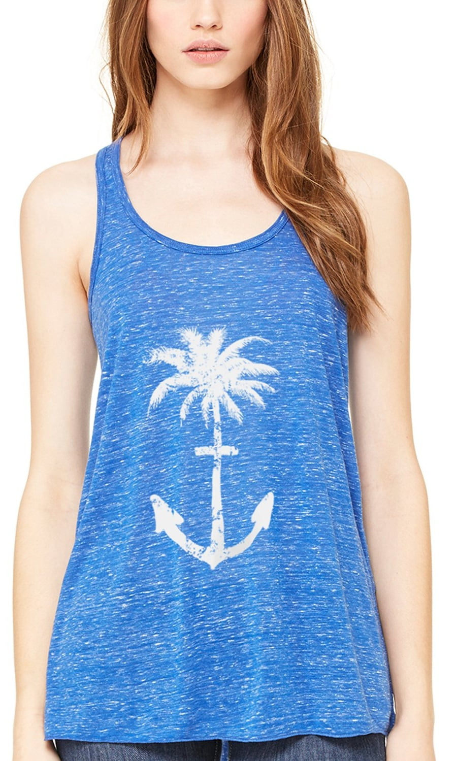 Women's Anchor Palm Flowy Racerback Tank Top