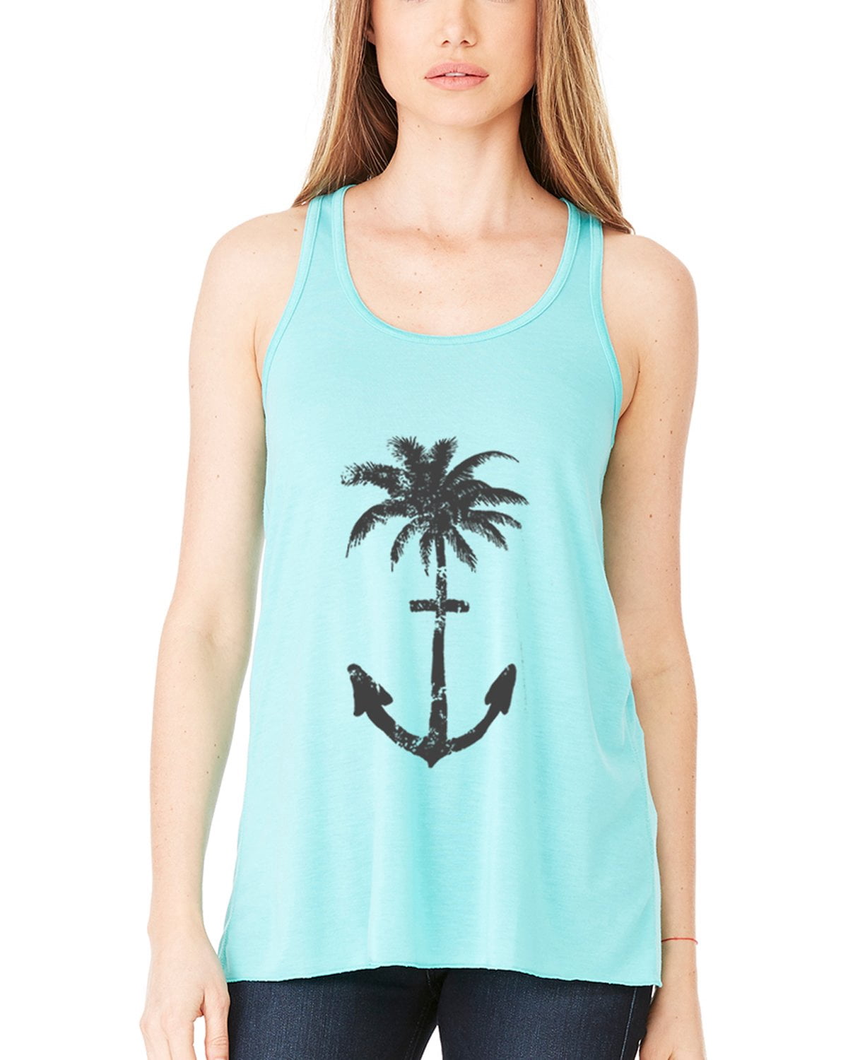 Women's Anchor Palm Flowy Racerback Tank Top