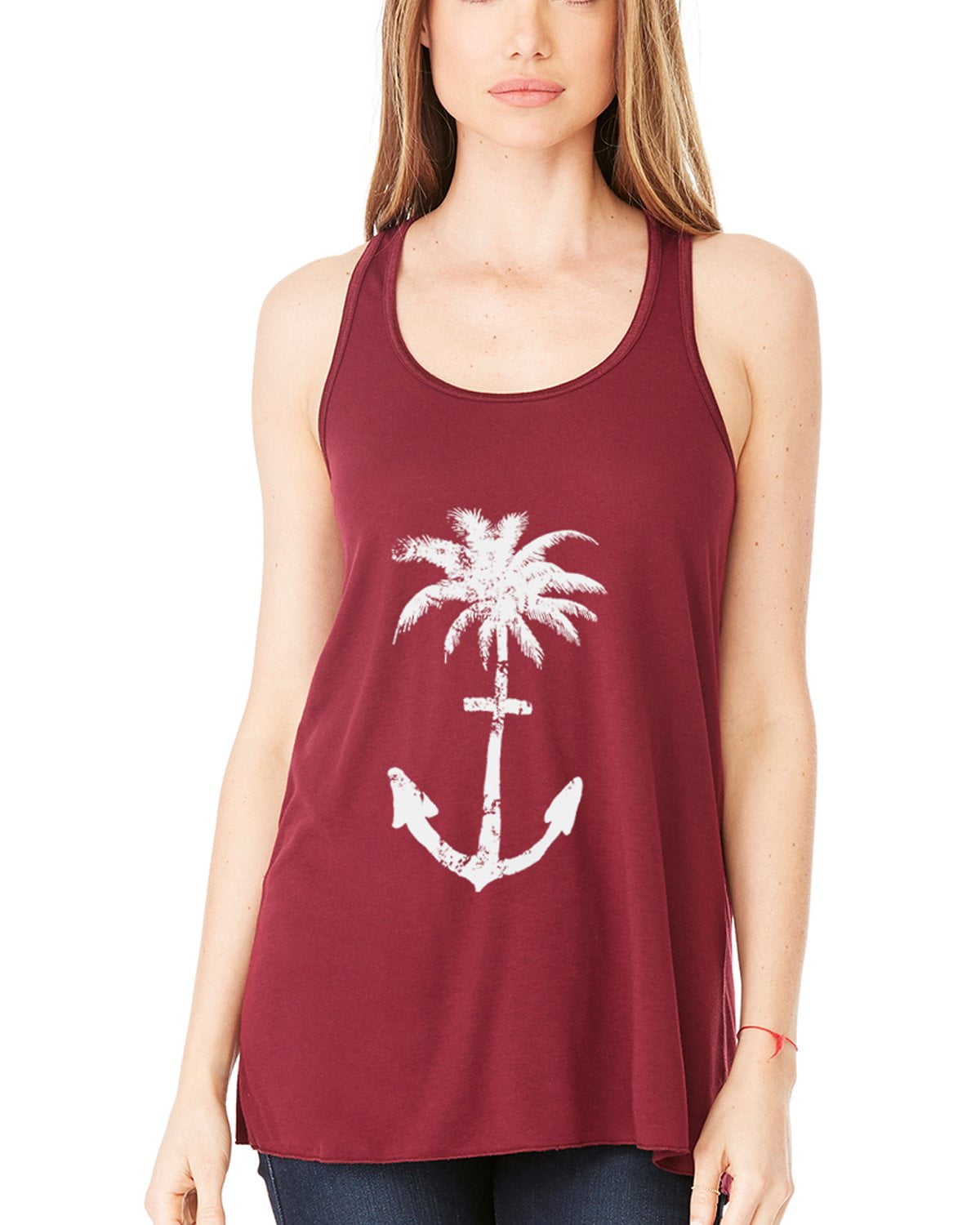 Women's Anchor Palm Flowy Racerback Tank Top