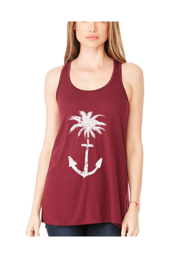 Women's Anchor Palm Flowy Racerback Tank Top
