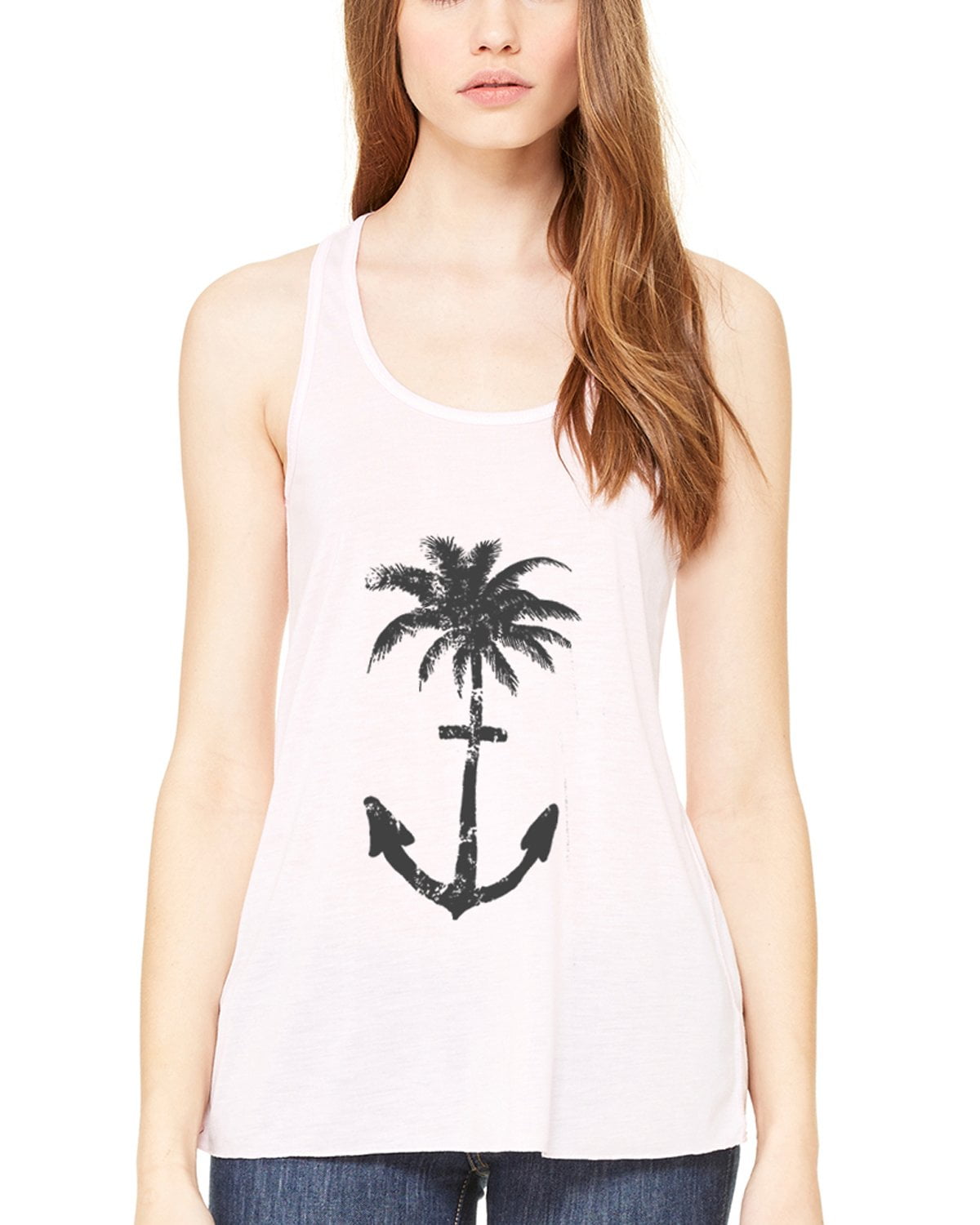Women's Anchor Palm Flowy Racerback Tank Top