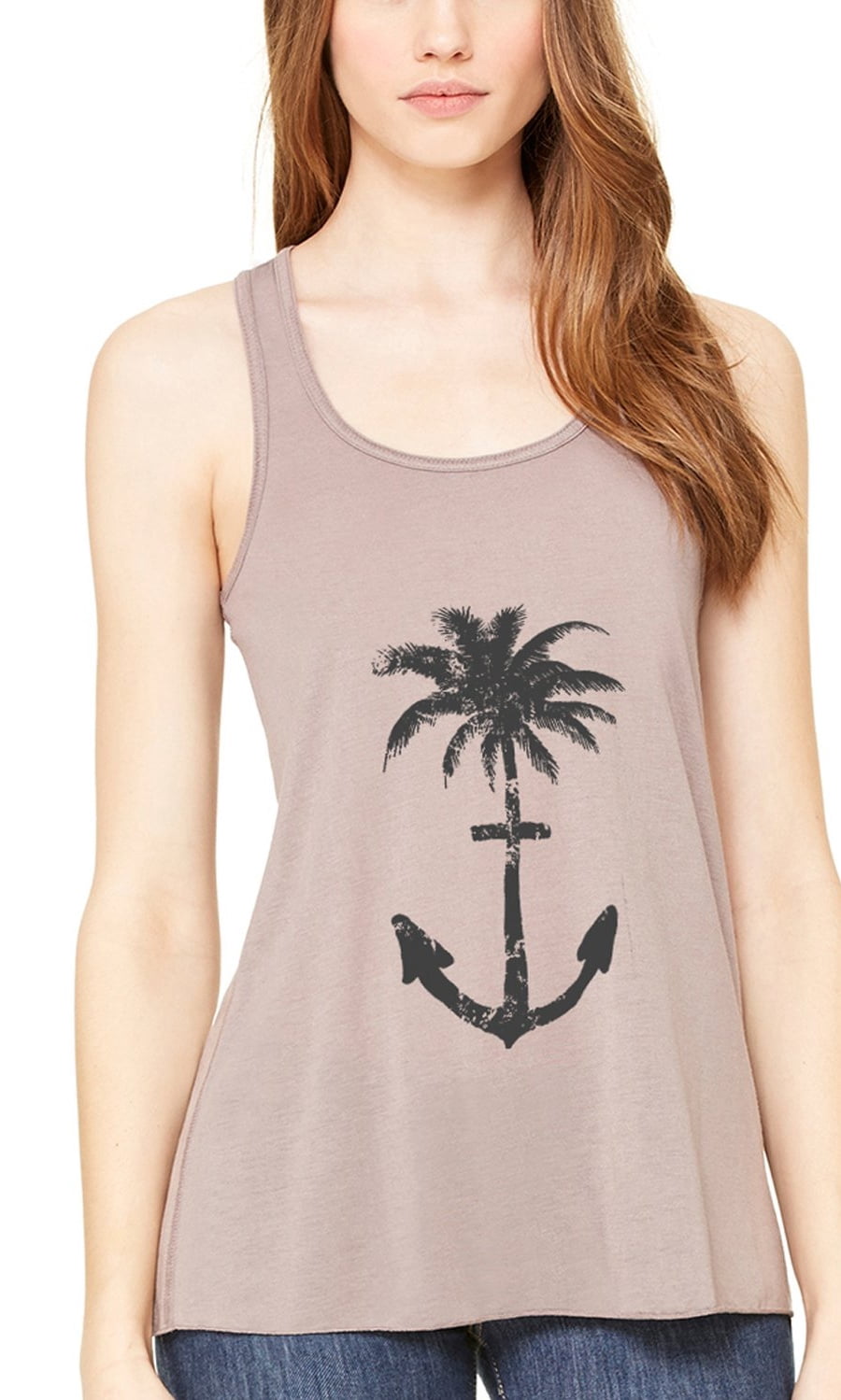 Women's Anchor Palm Flowy Racerback Tank Top