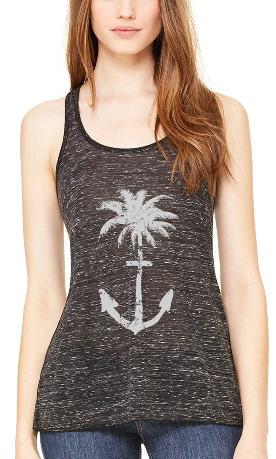 Women's Anchor Palm Flowy Racerback Tank Top