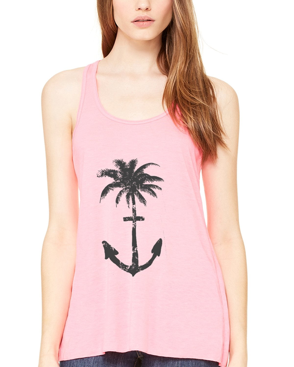 Women's Anchor Palm Flowy Racerback Tank Top