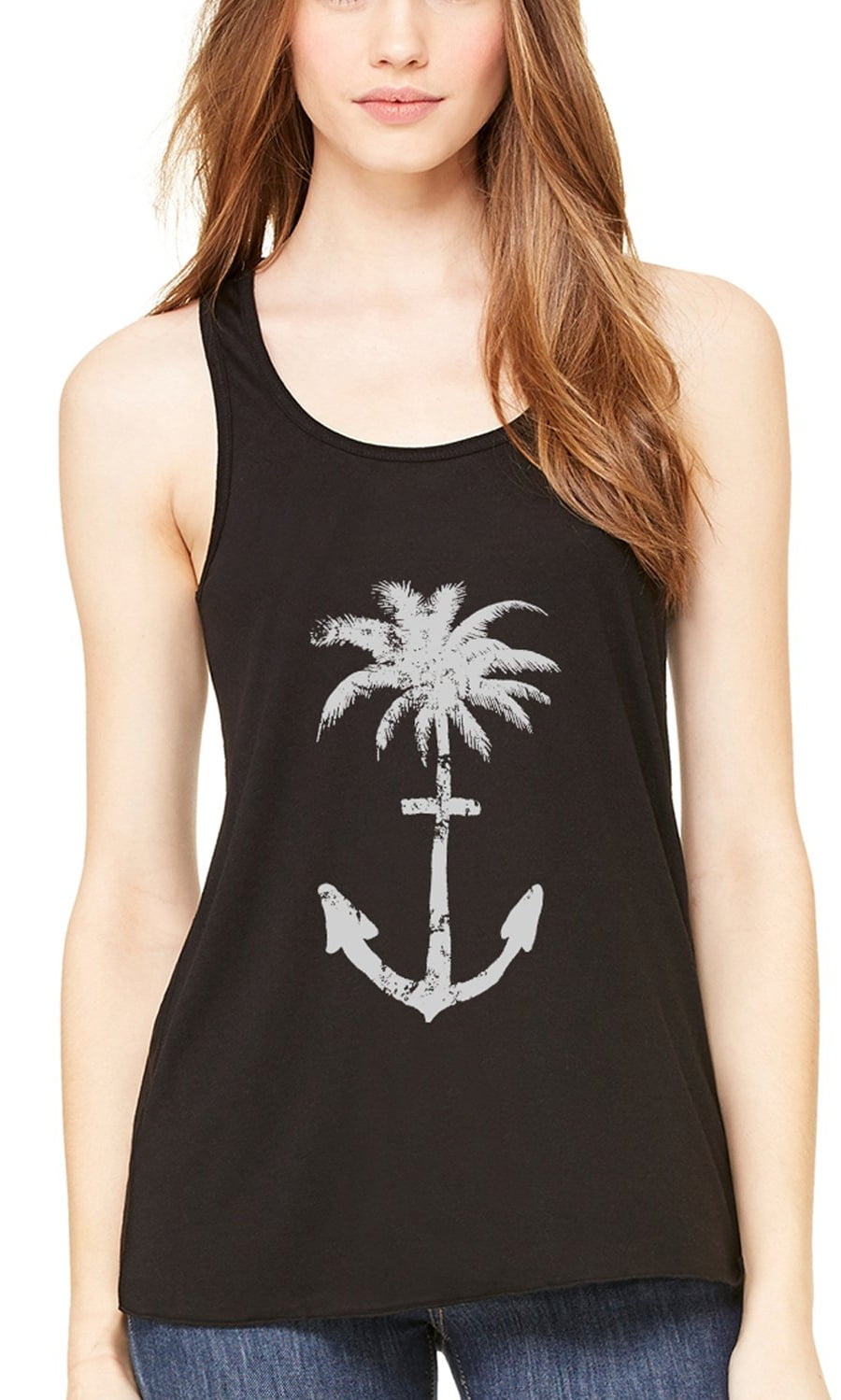 Women's Anchor Palm Flowy Racerback Tank Top