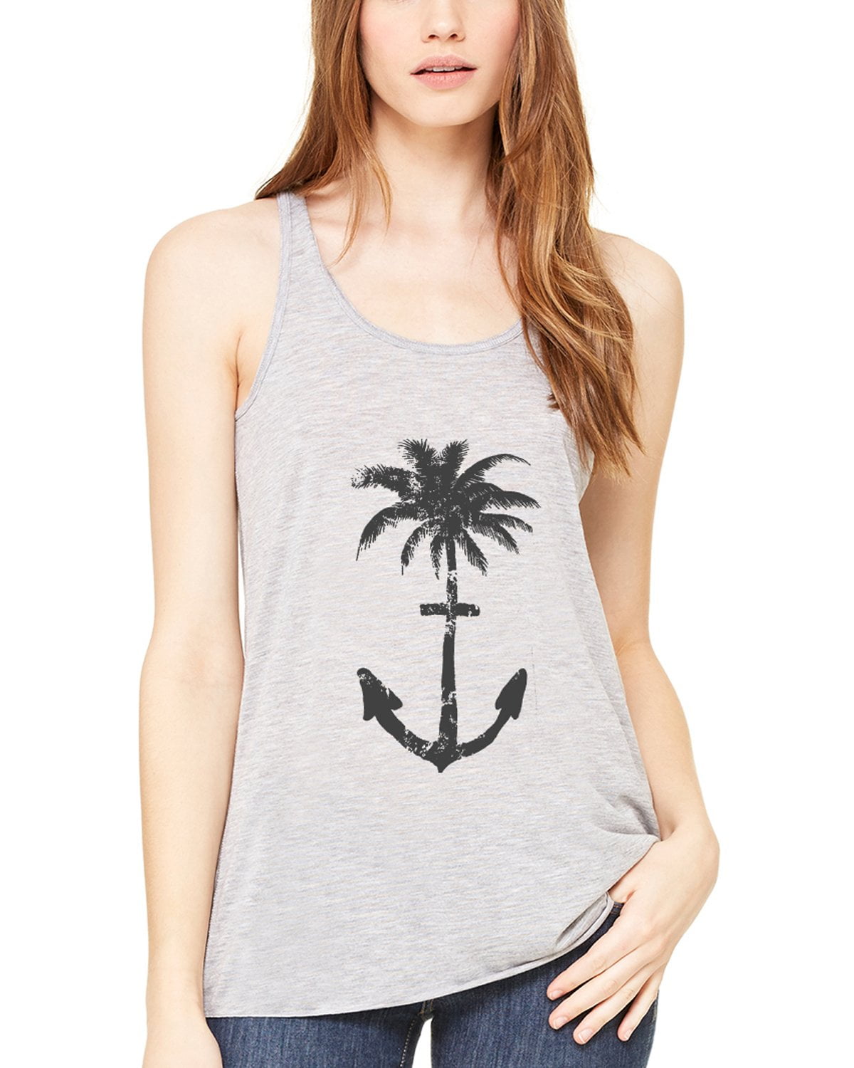Women's Anchor Palm Flowy Racerback Tank Top