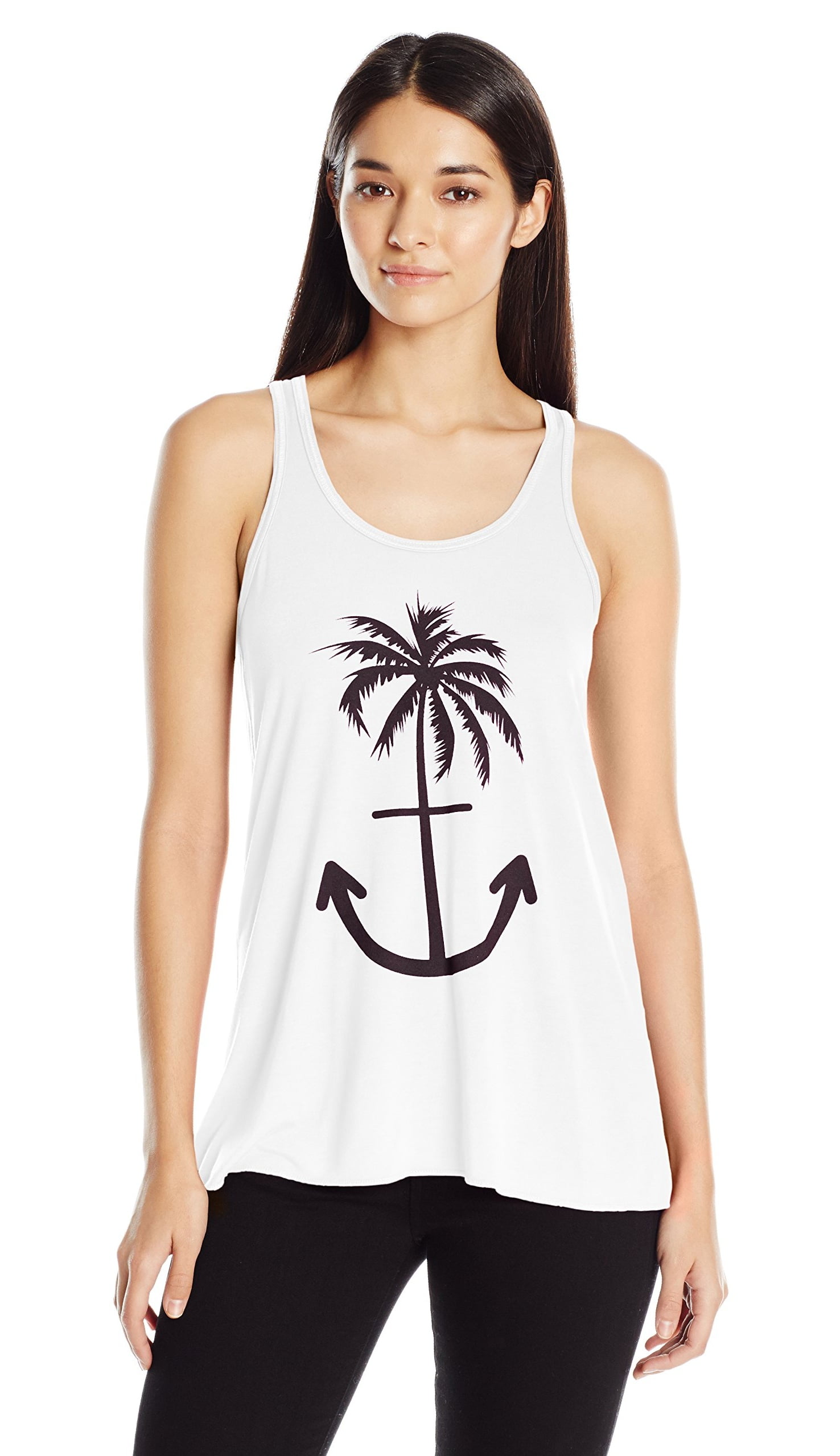 Women's Anchor Palm Flowy Racerback Tank Top