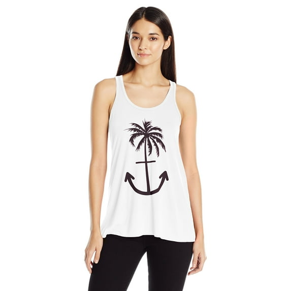 Women's Anchor Palm Flowy Racerback Tank Top
