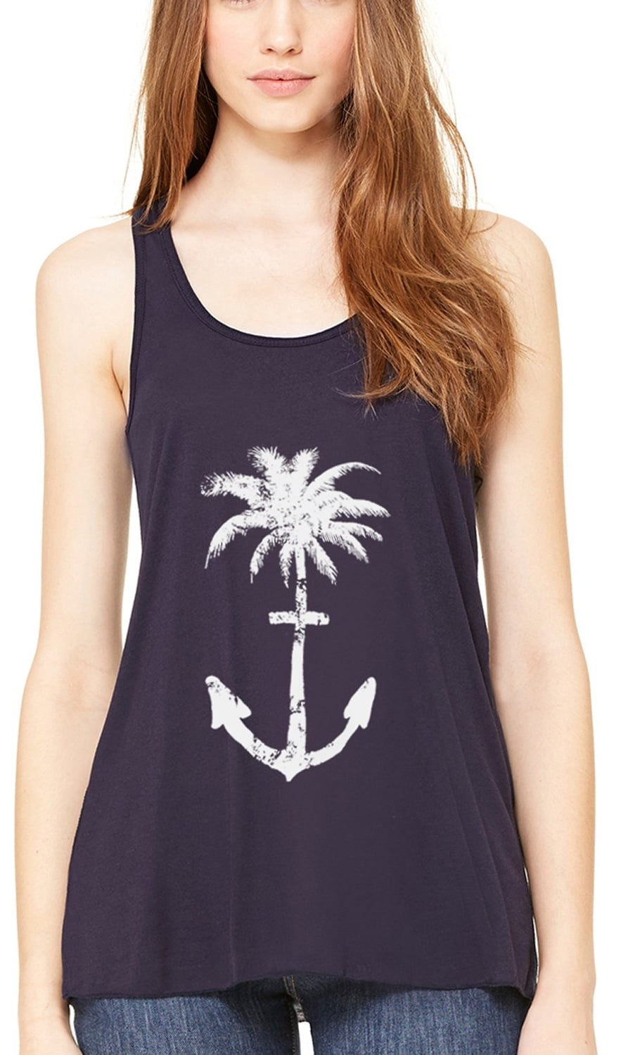 Women's Anchor Palm Flowy Racerback Tank Top