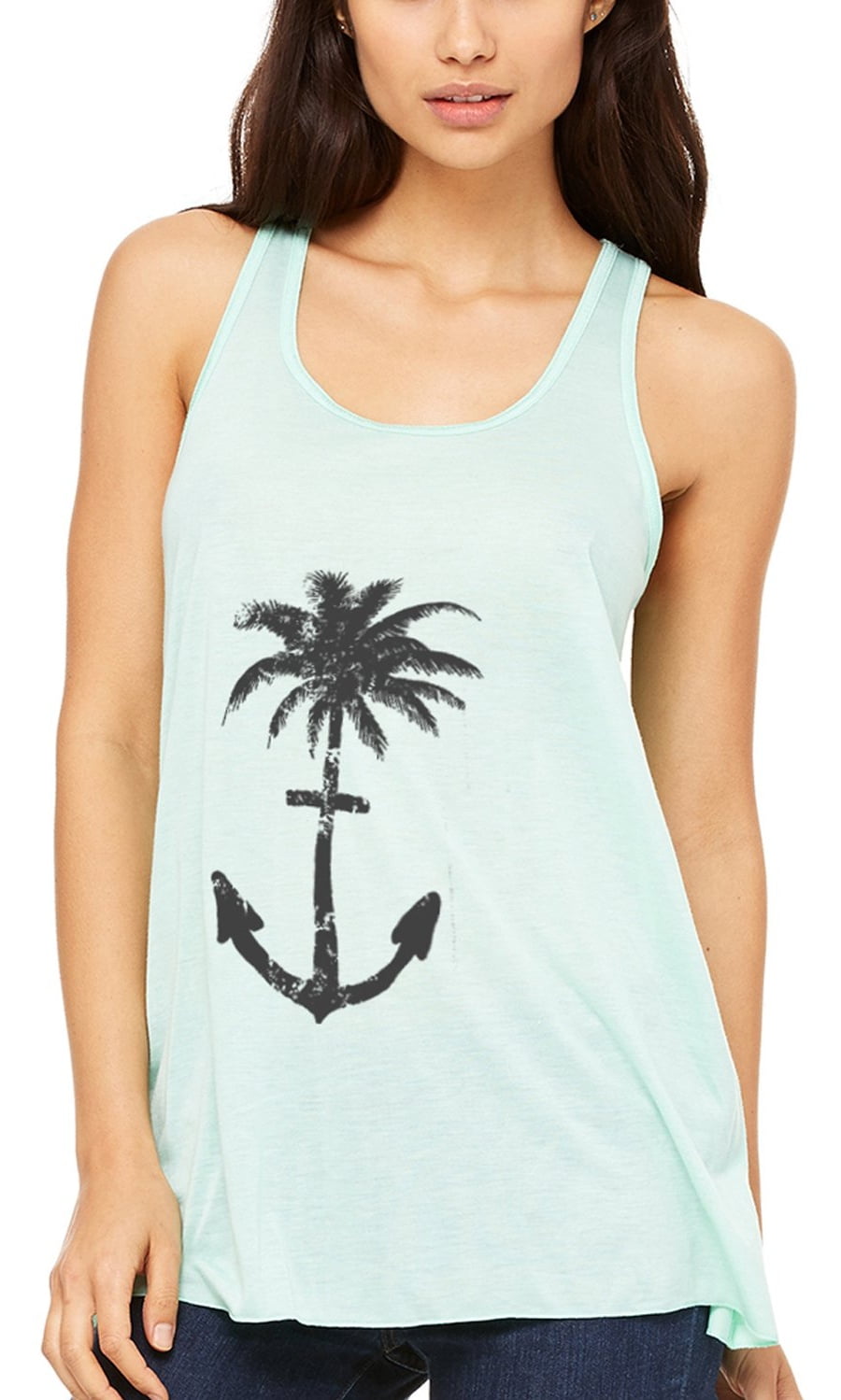 Women's Anchor Palm Flowy Racerback Tank Top