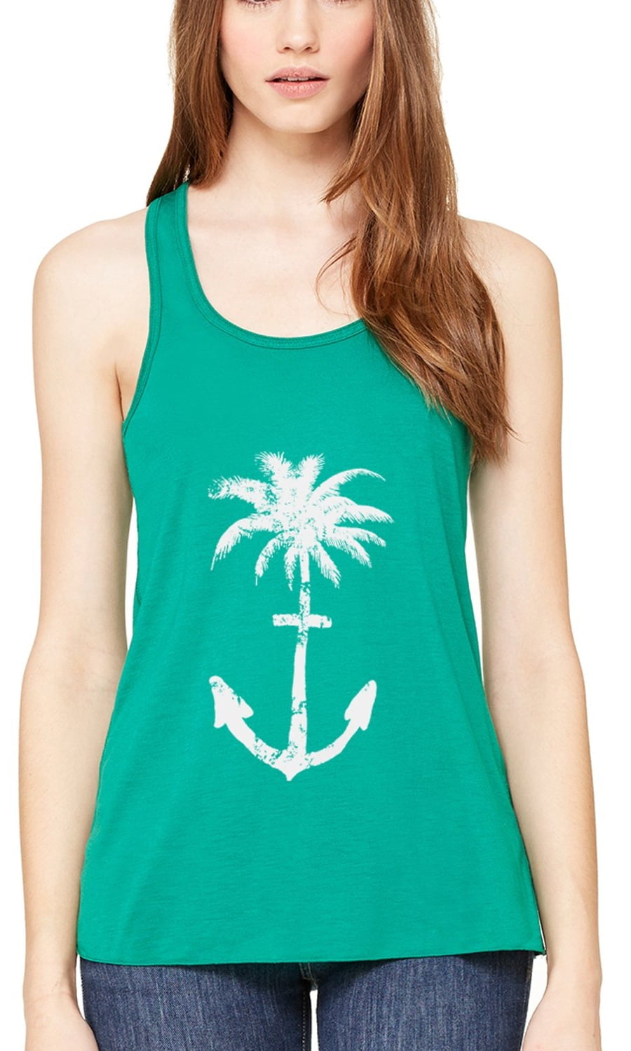 Women's Anchor Palm Flowy Racerback Tank Top