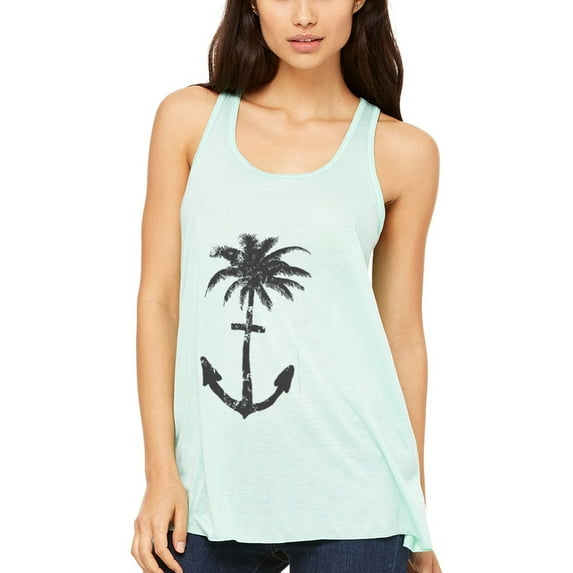 Women's Anchor Palm Flowy Racerback Tank Top