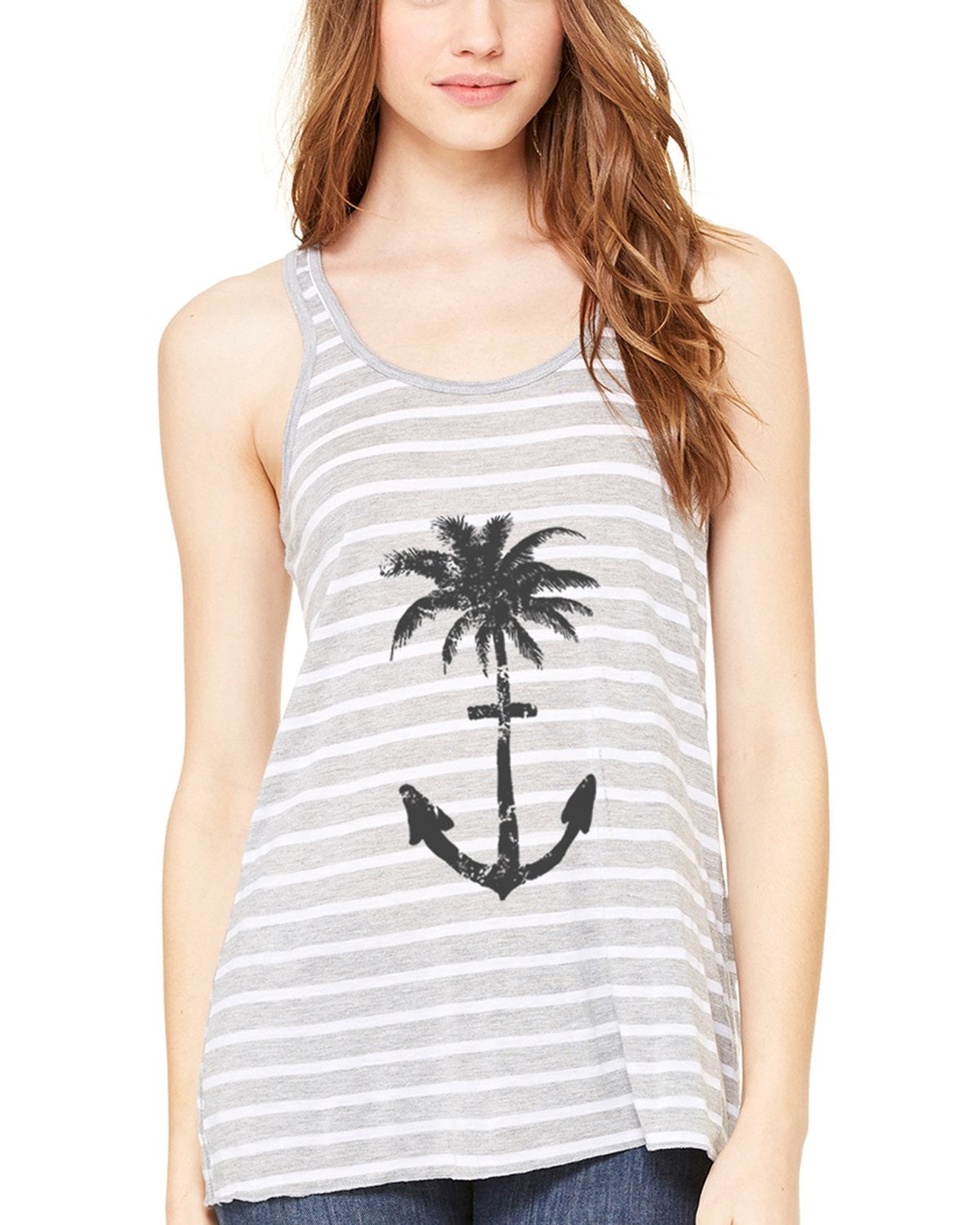 Women's Anchor Palm Flowy Racerback Tank Top