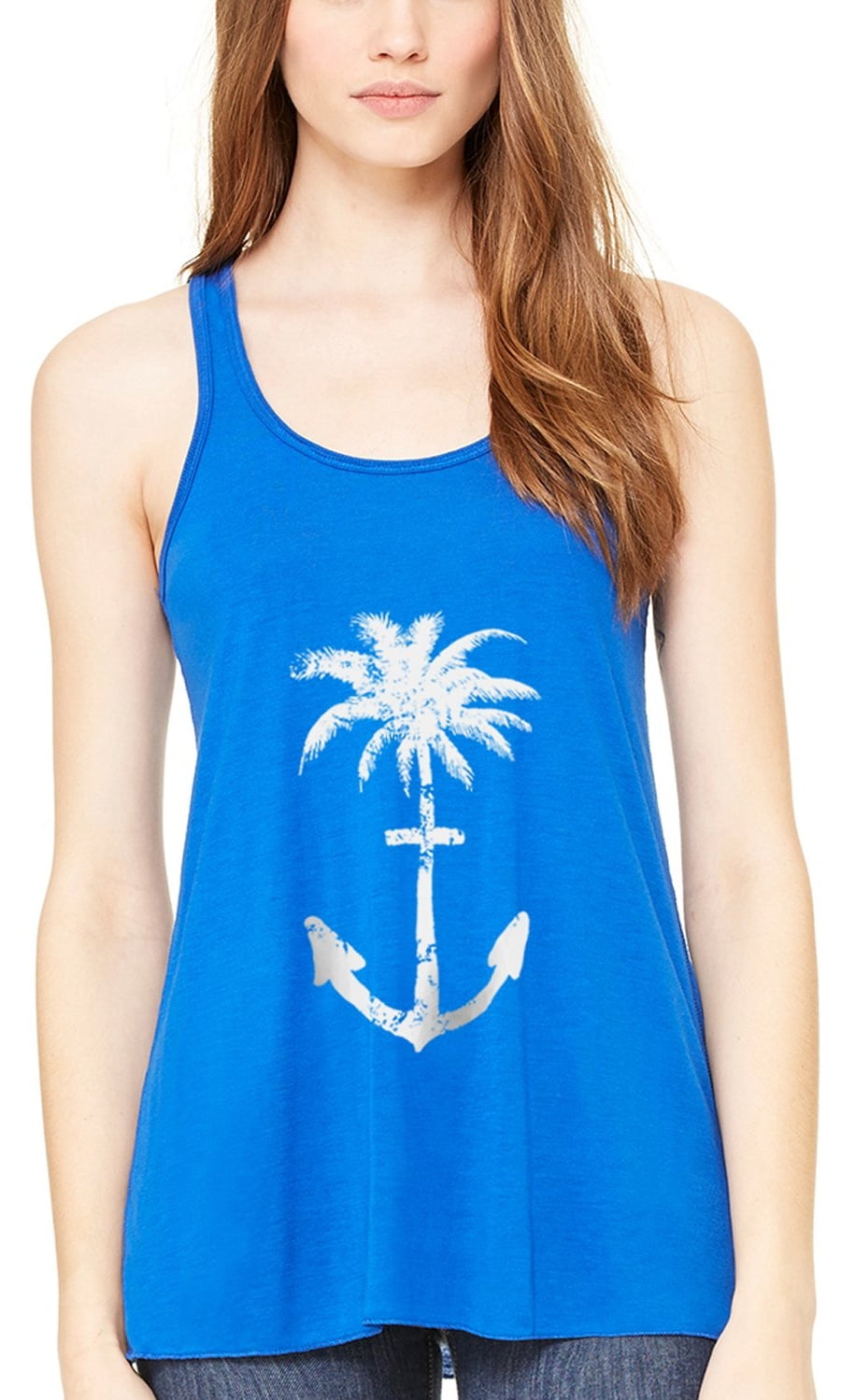 Women's Anchor Palm Flowy Racerback Tank Top
