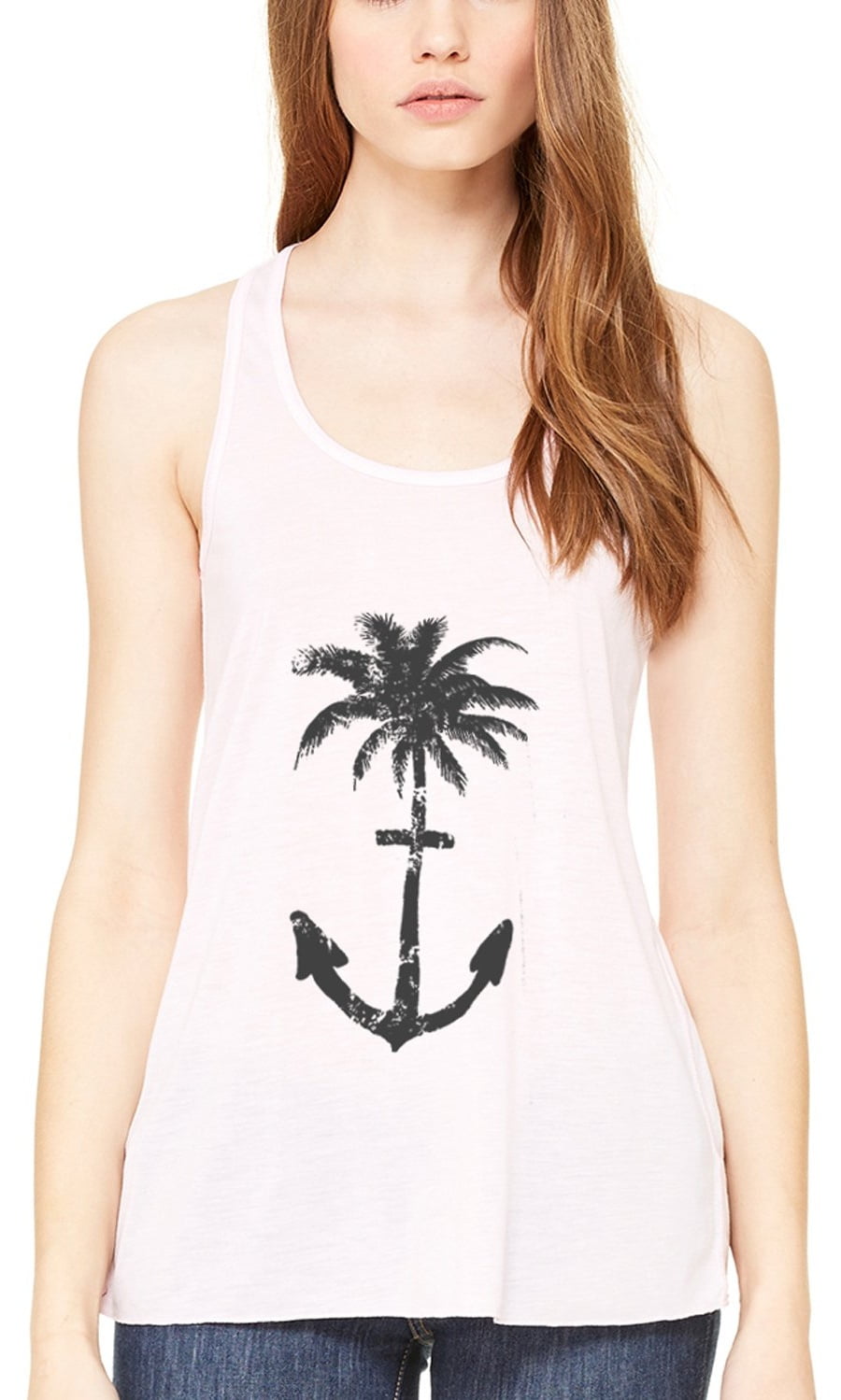 Women's Anchor Palm Flowy Racerback Tank Top