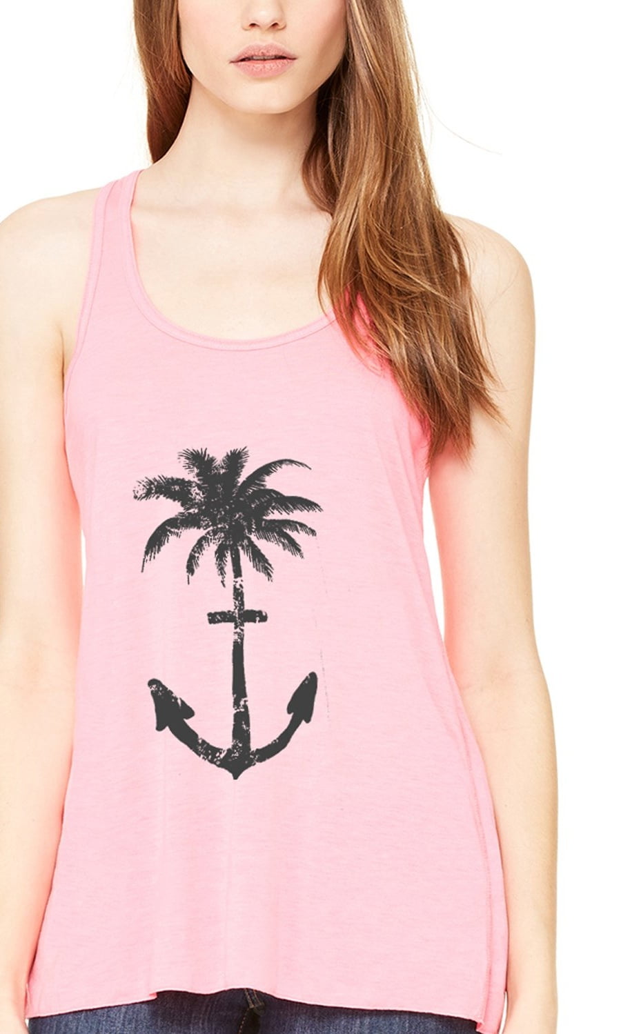 Women's Anchor Palm Flowy Racerback Tank Top