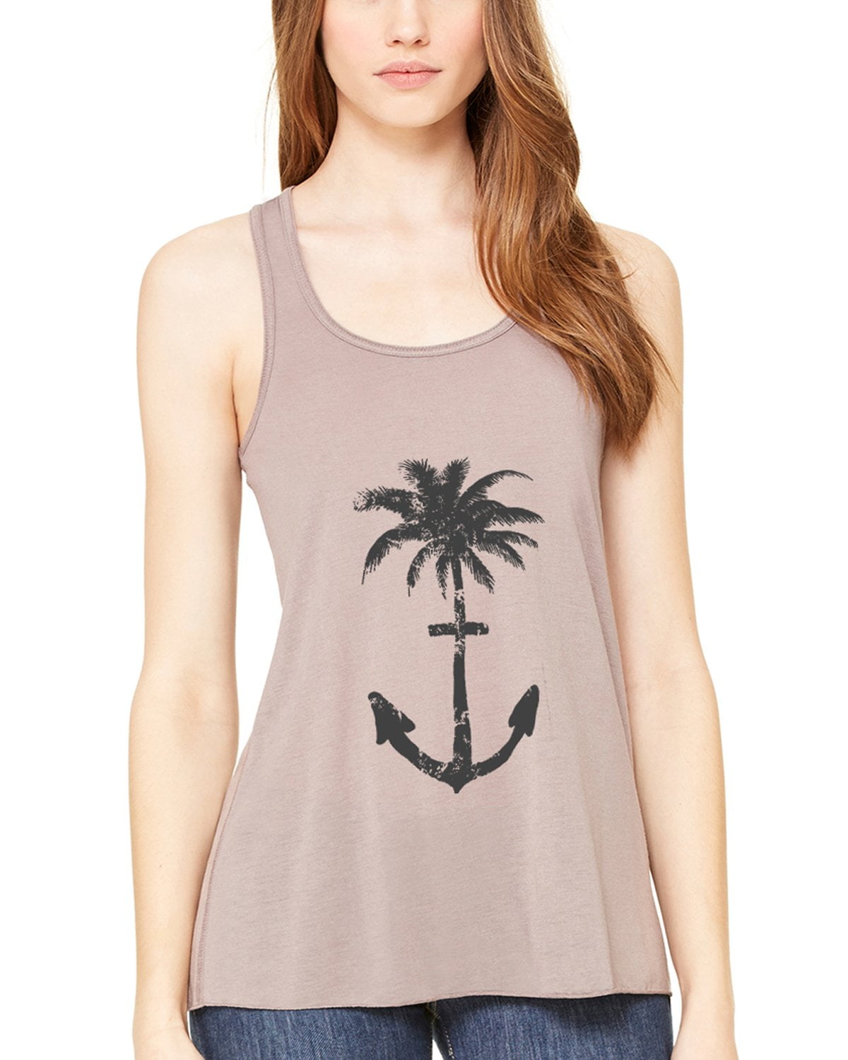 Women's Anchor Palm Flowy Racerback Tank Top